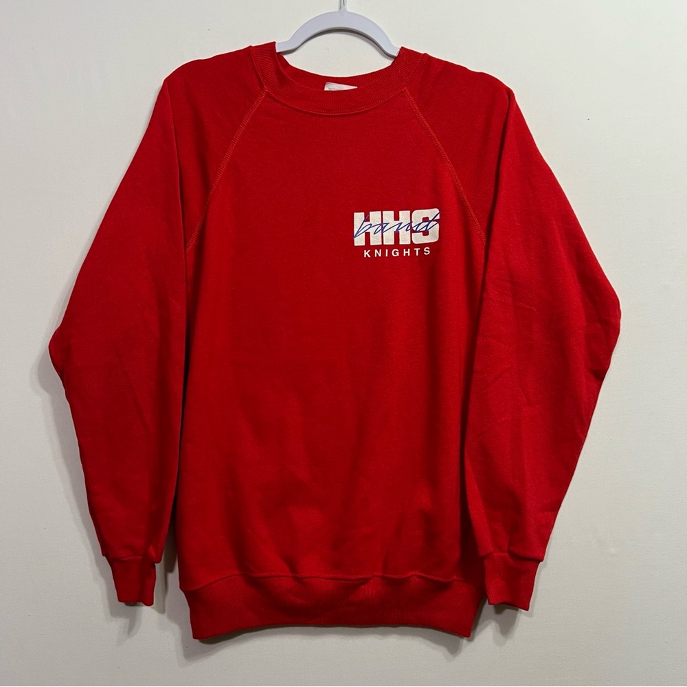 Vintage Hhs Hillcrest High School Knights Band Red Crewneck Sweatshirt Youth Med